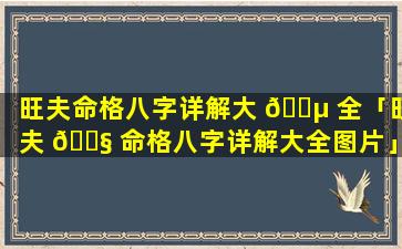 旺夫命格八字详解大 🌵 全「旺夫 🐧 命格八字详解大全图片」